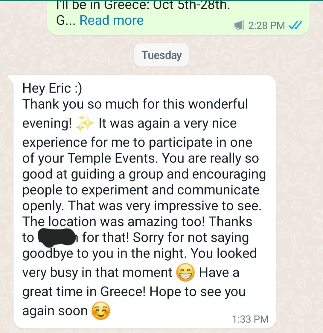 Client testimonial for Tantric Eric